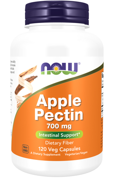 NOW Foods Apple Pectin 700mg 120 Veg Capsules (Soluble Fiber) - front