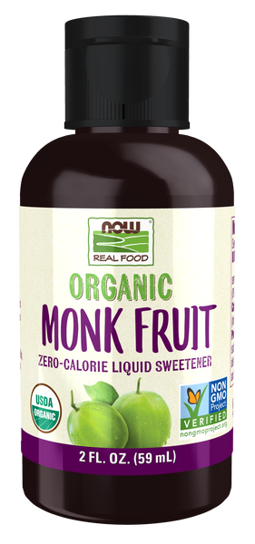 NOW Foods Organic Monk Fruit Liquid Sweetener 2 fl oz (Zero-Calorie) - front