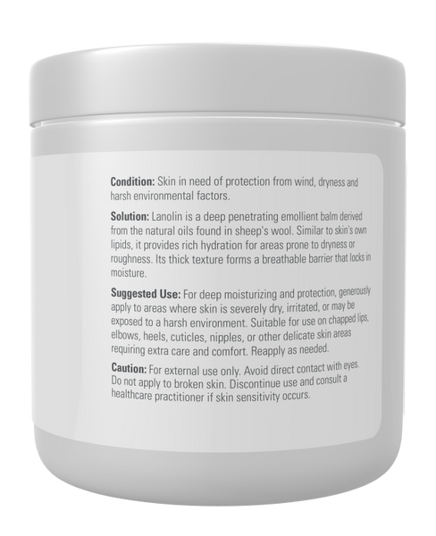 NOW Solutions Lanolin 198g - 100% Pure Intensive Moisturizing Balm for Dry, Rough & Chapped Skin