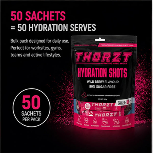 Thorzt Sugar Free Hydration Drink Solo Shots – Wild Berry | 50 Sachets