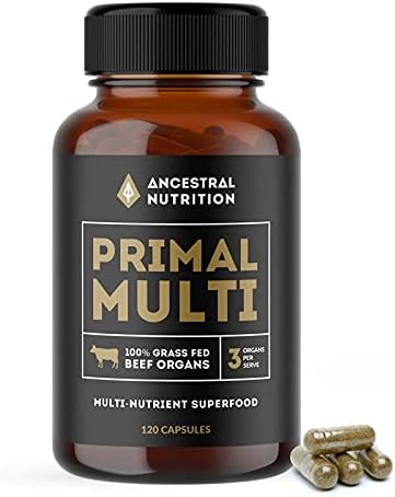 Ancestral Nutrition Grass Fed Beef Organs Capsules | Natural Iron Supplement for Men, Women | Immunity and Body Wellness | 100% Hormone, Antibiotic & GMO Free 120 Capsules