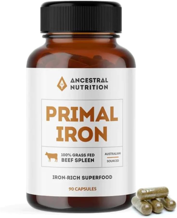 Ancestral Nutrition Primal Iron 100% Grass Fed Beef Spleen 90 Capsules