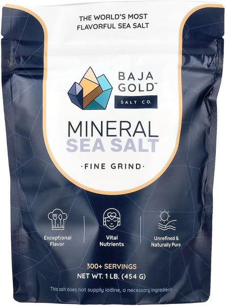 Baja Gold Signature Mineral Sea Salt - Fine Grind 454g, 300+servings