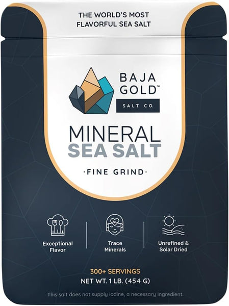 Baja Gold Signature Mineral Sea Salt - Fine Grind 454g, 300+servings