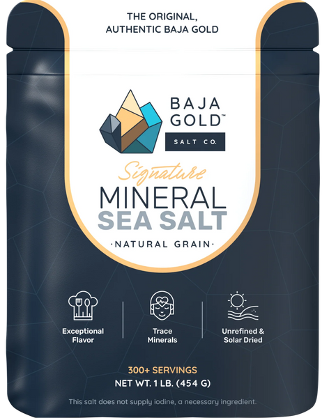 Baja Gold Signature Mineral Sea Salt - Natural Grain Crystals 454g, 300+ servings