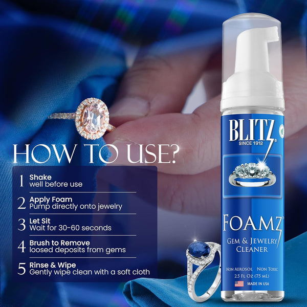 Blitz Foam Gem & Jewelry Cleaner Non Aerosol Non toxic 75ml