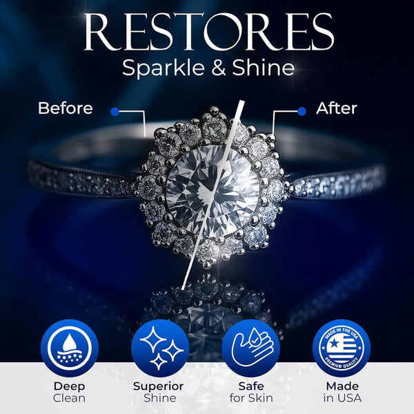 Blitz Gem & Jewelry Cleaner Cleaner Concentrate for all Types of Jewelry, Cleans Precious & Semi-Precious Gemstones. Nontoxic, Non-Abrasive, & Planet Friendly, 8oz Jar With Concentrate Packet