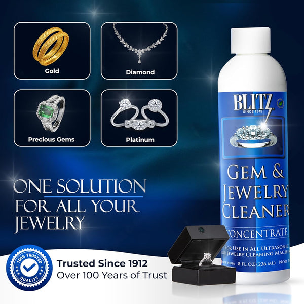 Blitz Gem & Jewelry Cleaner Concentrate for Use in all Ultrasonic & Jewelry Cleaning Machine 236ml