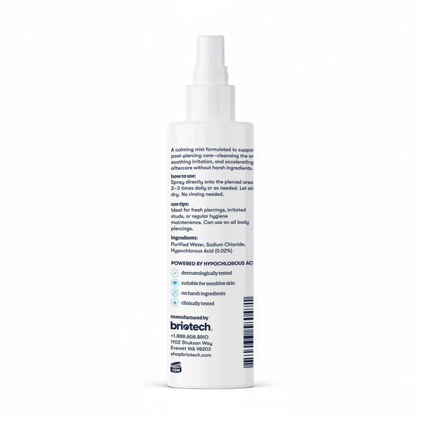 BRIOTECH Pierce Spray Hypochlorous Acid Piercing Aftercare Cleanser 120ml
