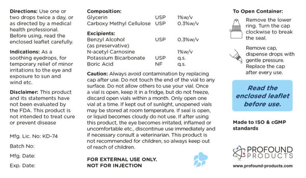 Can-C™ K9 Lubricant Eye Drops with N-Acetylcarnosine | Antioxidant Eye Care for Dogs | 2 x 5ml