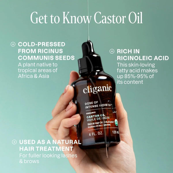 Cliganic Certified Organic, Cold Pressed, Non-GMO Castor Oil, Skin & Hair Oil 30ml