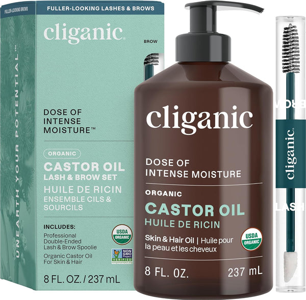 Cliganic Certified Organic, Cold Pressed, Non-GMO Castor Oil, Skin & Hair Oil 30ml