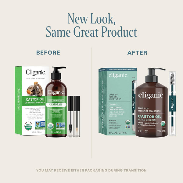 Cliganic Certified Organic, Cold Pressed, Non-GMO Castor Oil, Skin & Hair Oil 30ml