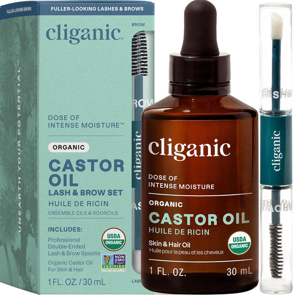 Cliganic Certified Organic, Cold Pressed, Non-GMO Castor Oil, Skin & Hair Oil 30ml