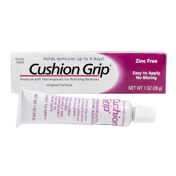Cushion Grip Premium Soft Thermoplastic Denture Adhesive for Refitting and Tightening Loose Dentures 28g Long-Lasting Fit & Comfort
