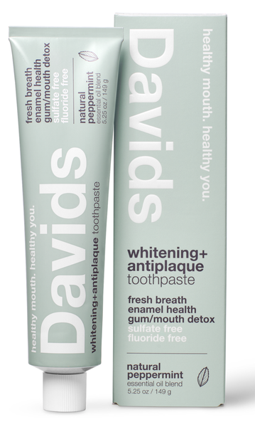 Davids Premium Peppermint Toothpaste 149g | Fluoride-Free Natural Whitening