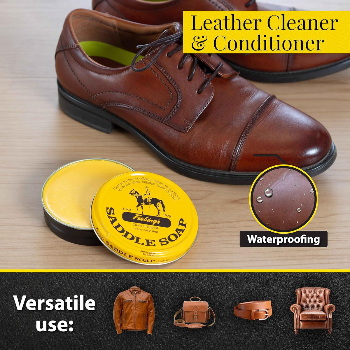 Fiebing's Yellow Saddle Soap For Leather Clean & Polish in One Easy St ...