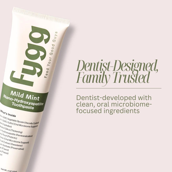 Fygg Nano-Hydroxyapatite Fluoride Free Toothpaste For Remineralizing, Whitening, Sensitive Teeth, Mild Mint 113g