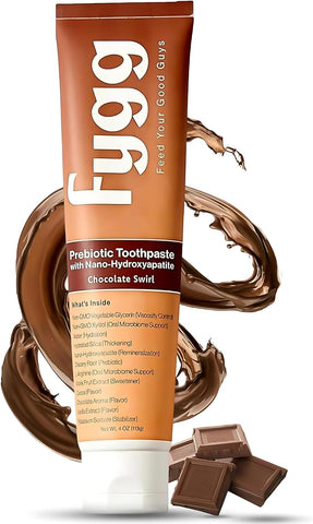 Fygg Nano-Hydroxyapatite Fluoride Free Toothpaste with Prebiotics, Chocolate Swirl 113g