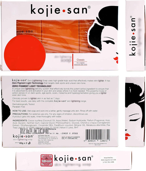 Kojie San Skin Lightening Kojic Acid Soap 3 Bars x 65g