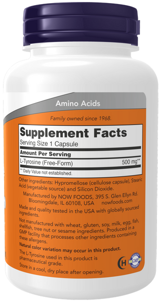Now Foods L-Tyrosine 500 mg 120 Capsules