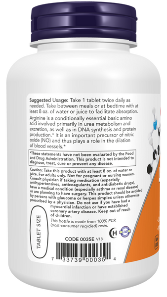 Now Foods L-Arginine, Double Strength 1000 mg Tablets
