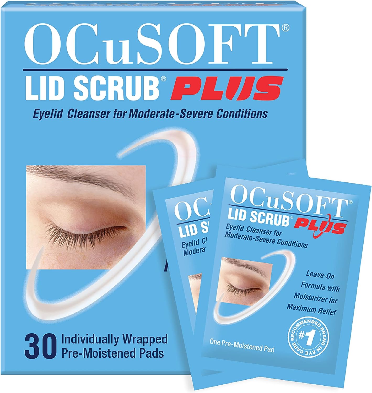 Ocusoft Lid Scrub Plus Pre-Moistened Pads 30 Ct Eyelid Cleanser for Moderate-Severe Condition