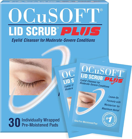 Ocusoft Lid Scrub Plus Pre-Moistened Pads 30 Ct Eyelid Cleanser for Moderate-Severe Condition