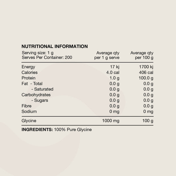 Switch Nutrition Glycine Powder 200g 200 Serves Unflavoured