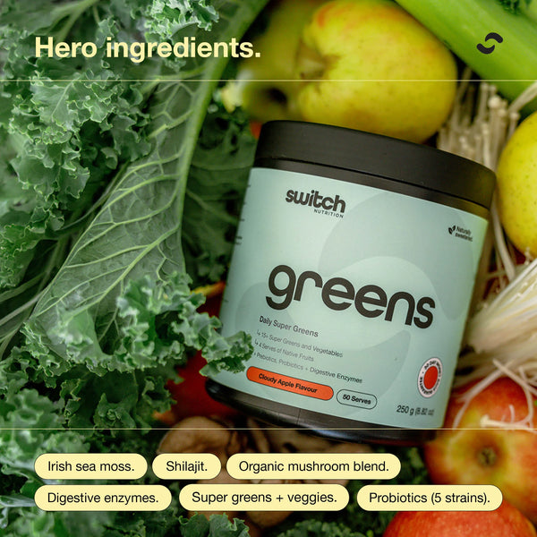Switch Nutrition Greens Powder 250g 50 Serves Cloudy Apple