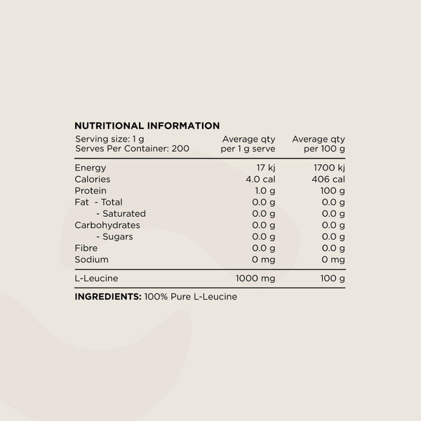 Switch Nutrition L-Leucine Powder 200g 200 Serves Unflavoured