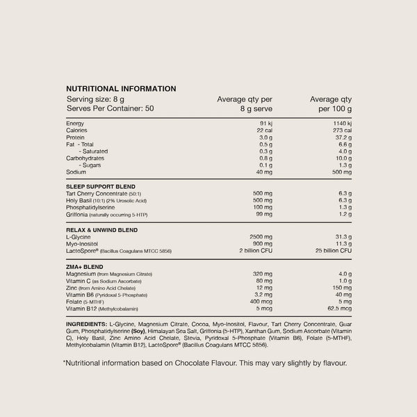 Switch Nutrition Sleep Magnesium Powder 400g 50 Serves Chocolate