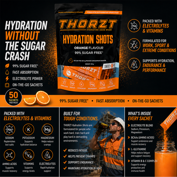 Thorzt 99% Sugar Free Hydration Shots – Orange | 50 Sachets