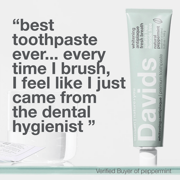 Davids Premium Peppermint Toothpaste 149g | Fluoride-Free Natural Whitening
