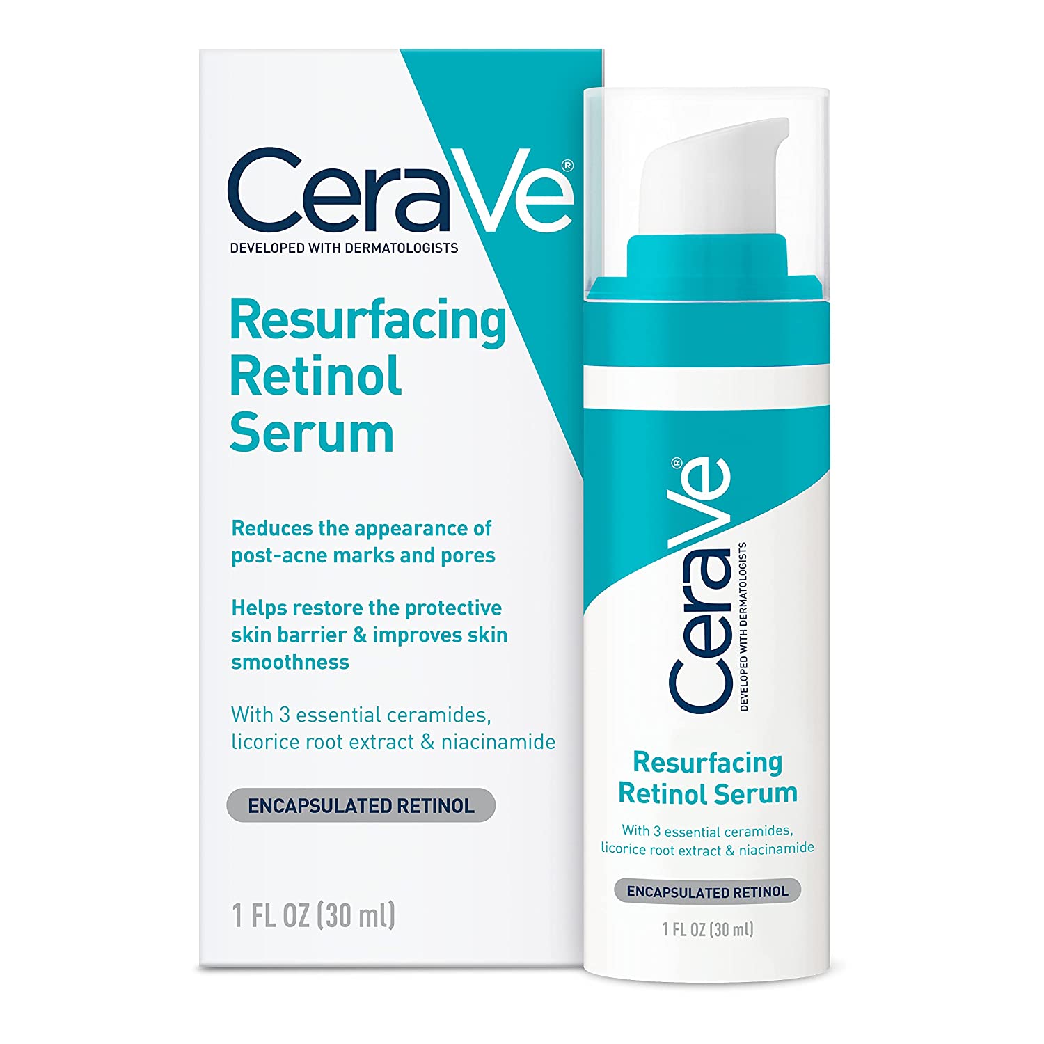 Cerave Resurfacing Retinol Serum 1oz for Post Acne Marks and Pores