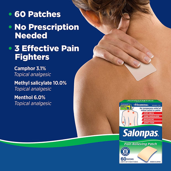 Salonpas Pain Relieving Patch, 60 Patches Made in Japan